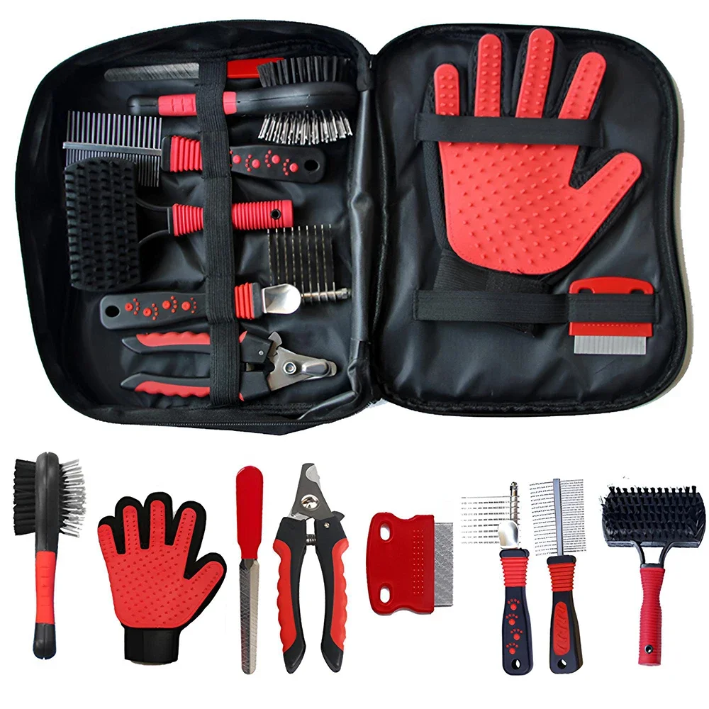 Pet Nail Grinder - Set Pembersih hewan peliharaan sikat bulu