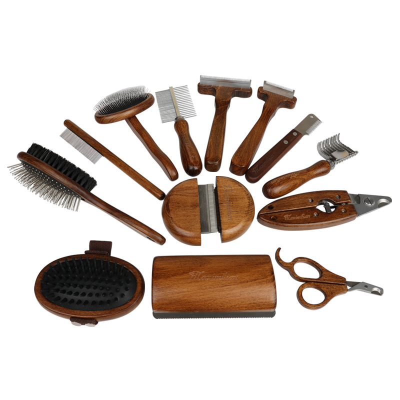 Pet X Supplies & Tack Howell Photos - Sisir anjing peliharaan kayu padat antik,